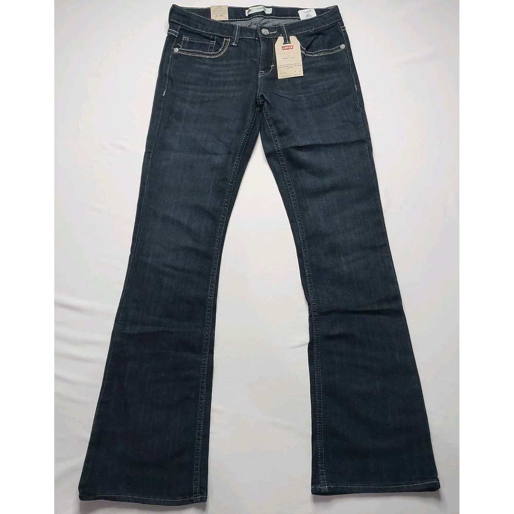 Levis 715 Bootcut Jeans Girls 14 Blue Medium Wash Stretch Denim Adjustable Waist